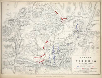 Mapa de la Batalla de Vitoria, publicado por William Blackwood and Sons, Edimburgo y Londres, 1848